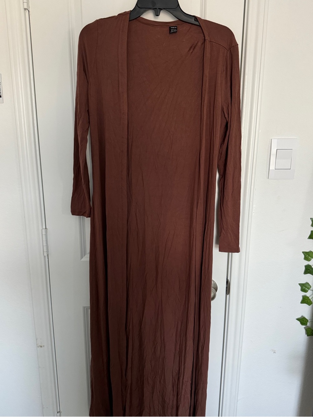 SHEIN Brown Open-Front Maxi Cardigan